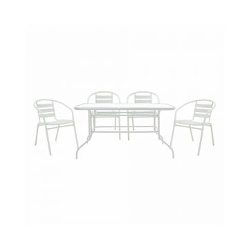 Set de gradina Pakoworld Valor-Tade metal alb 5 piese