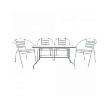 Set de gradina Pakoworld Valor-Tade metal gri 5 piese