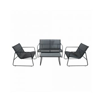 Set de gradina Pakoworld Veranda 4 piese metal negru