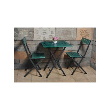 Set Masuta cu 2 scaune pentru Gradina/Terasa, Bistro, 60x60x73 cm, Verde/Negru