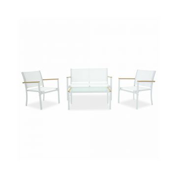 Set pentru gradina Pakoworld Jacie 4 piese metal alb