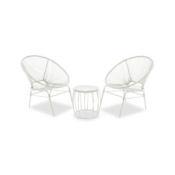 Set pentru gradina Pakoworld Lady 3 piese metal alb