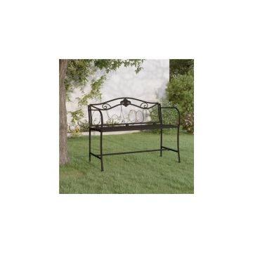 Banca de gradina cu 2 locuri, negru, 104 cm, otel