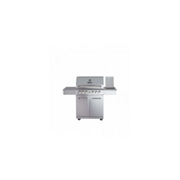 Gratar pe gaz din inox ALL 'GRILL Allrounder L 100304, cu 4.1 arzatoare si arzator ceramic pentru rotisor