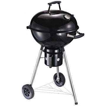Gratar Portabil OutSunny din fonta, 2 roti, 2 grile, Capac, 50x63x94cm | Aosom RO
