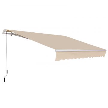 Outsunny Copertina Soare de Exterior cu Brate 3.5x2.5m, Regalare cu Manivela, Metal si Poliester Bej