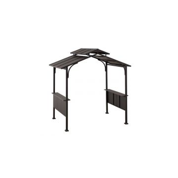 Pavilion gazebo din otel pentru gratar cu acoperis Sunjoy Aspe 244cm x 152cm negru A104001300