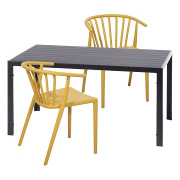 Set 2 scaune galbene Capri și masă neagră Viking - Bonami Essentials