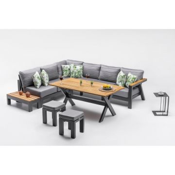 Set mobilier de grădină gri pentru șapte persoane Daisy – Floriane Garden