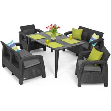 Set mobilier gradina, Corfu Fiesta, ratan sintetic, grafit