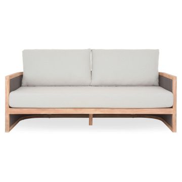 Canapea 2 locuri pentru gradina Elba, 183x85x61 cm, lemn de teak, natur/gri