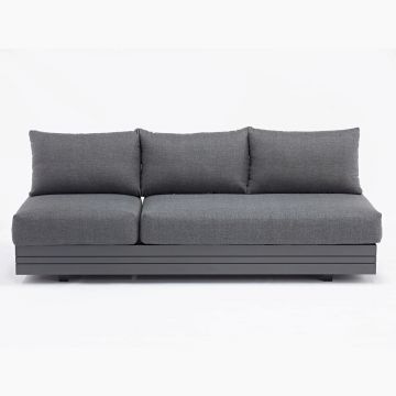 Canapea 3 locuri pentru gradina cu functia sezlong Largo, 198x74x22.5 cm, aluminiu, antracit/gri