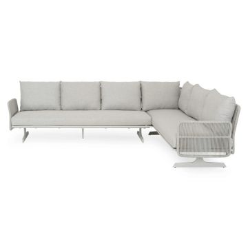 Canapea de colt pentru gradina Play, 300x225x75 cm, aluminiu/poliester, gri