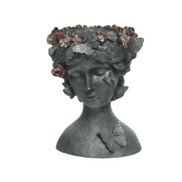 Ghiveci Women bust antique w flowers, Decoris, 16.5 x 17.5 x 23 cm, polirasina