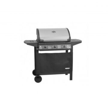 Gratar pe gaz de gradina, Hecht Firewood 3, 3 arzatoare reglabile, Panou de comanda frontal din inox, Termometru integrat pe capac