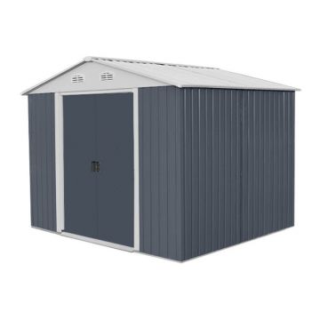 Magazie de gradina pentru depozitare HECHT 8x8 PLUS, cadru si baza metalica, dimensiuni 248 x 248 x 208 cm