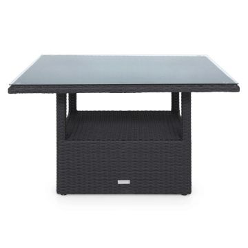 Masa pentru gradina/terasa Miami, 107.5x107.5x63 cm, aluminiu/sticla, negru