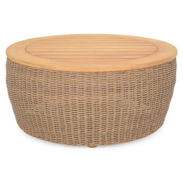 Masuta cafea pentru exterior Tobago, 90x48 cm, aluminiu/lemn de teak, natur