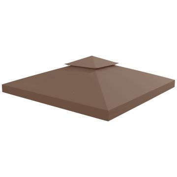 Outsunny Acoperis de Schimb pentru Foisor 3x3m, Prelata pentru Foisor cu 2 Niveluri Rezistent la Razele UV, Cafeniu (NUMAI PRELATA)