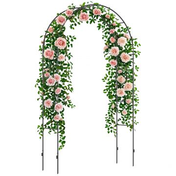 Outsunny Arc de Grădină pentru Trandafiri și Plante Cățărătoare, Structură Metalică Rezistentă, 140x40x240 cm, Negru | Aosom Romania