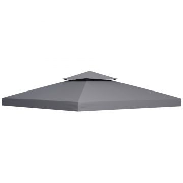 Outsunny Copertina de Rezerva de 3x3m pentru Foisor, 2 Niveluri Superioare de Protectie UV pentru Foisor