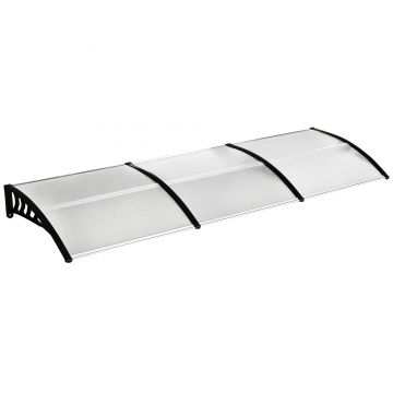 Outsunny Copertina pentru exterior, curbata cu suruburi si buloane incluse, copertina din policarbonat, PP si aluminiu, 295x90x23.5cm