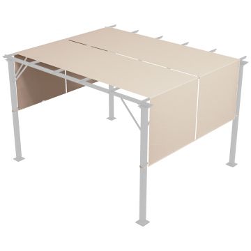 Outsunny Copertină Pergolă Rezervă UV 3x3(m) 4.9x1.2m Ușor de Instalat Kaki | Aosom Romania