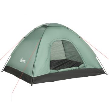 Outsunny Cort Iglu 2 Locuri Camping Ușă Fermoar Plasă Tantari Geantă Transport 206x185x120cm Verde | Aosom Romania