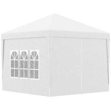 Outsunny Cort impermeabil 3x3 m pentru gradina, cort cu panouri laterale pliabile din otel si copertina din material Oxford, alb