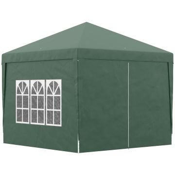 Outsunny Cort impermeabil 3x3 m pentru gradina, cort cu panouri laterale pliabile din otel si copertina din material Oxford, Verde