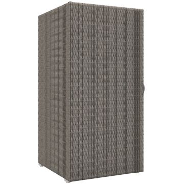 Outsunny Dulap de Depozitare din Ratan PE cu Usa pentru Exterior, Dulap de Depozitare Accesorii Independent Impermeabil, Gri | Aosom Romania