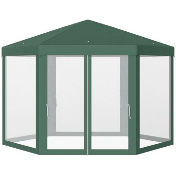 Outsunny Foisor Hexagonal cu Plasa de Tantari in Fier si Poliestere, Verde