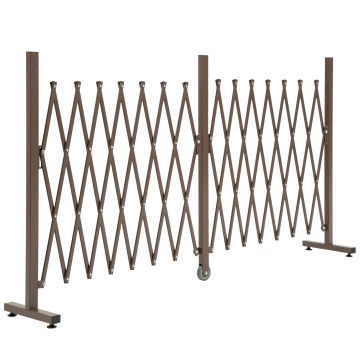 Outsunny Gard Extensibil Autoportant, Grilaj Flexibil din Oțel și Aluminiu, Pliabil, 52-405 cm, Maro Închis | Aosom Romania