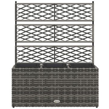 Outsunny Jardinieră de Gradină Autoportantă, Pat de Flori pentru Plante Cățărătoare, Design Modern, 84x30x107cm, Gri Deschis | Aosom Romania