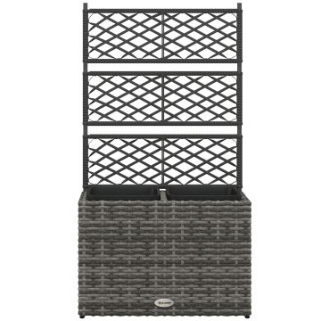 Outsunny Pat de Flori Autoportant cu Două Cutii pentru Plante, Ideal pentru Grădină, Design Modern, 57x30x107cm, Mixt Gri | Aosom Romania