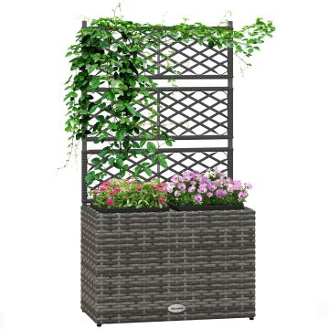 Outsunny Pat de Flori Autoportant cu Două Cutii pentru Plante, Ideal pentru Grădină, Design Modern, 57x30x107cm, Mixt Gri | Aosom Romania