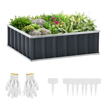 Outsunny Pat de Grădină Inălțat din Oțel, Fără Fund, Montaj Simplu fără Scule, Ideal pentru Ierburi și Flori, 90x90x30 cm | Aosom Romania Outsunny Pat de Grădină Inălțat din Oțel, Fără Fund, Montaj Simplu fără Scule, Ideal pentru Ierburi și Flori, 90x90x30 cm | Aosom Romania