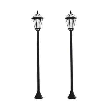 Outsunny Set 2 Lampi Solare de Gradina, Lumini de Exterior Solare cu 2 LED, Aprindere Automata si Durata 6 Ore, Negru | Aosom Romania