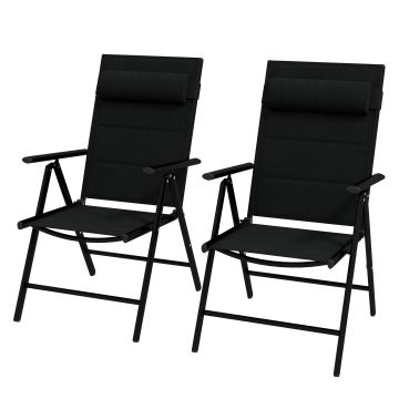 Outsunny Set de 2 scaune pliabile rabatabile pentru terasa cu spatar ajustabil, Scaune pentru servit masa din aluminiu