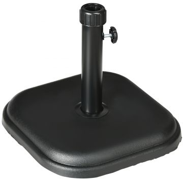 Outsunny Suport Baza pentru Umbrele de Gradina din Beton de 11 kg, Greutate Patrata pentru Suport de Umbrela de Masa in Aer Liber, Negru