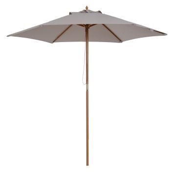 Outsunny Umbrelă de Grădină 2.5x2.3m Parasolar cu 6 Nervuri din Lemn și Poliester Crem | Aosom Romania