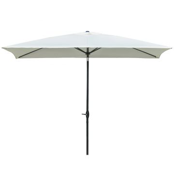 Outsunny Umbrela de Gradina Dreptunghiulara UV 50+ cu Deschidere cu Manivela si Inclinare Reglabila, 200x300cm, Bej