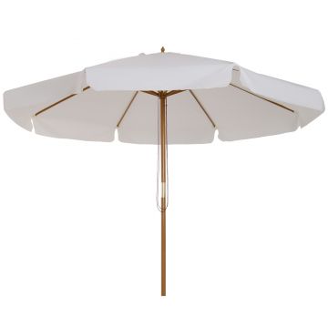 Outsunny Umbrelă de Grădină Reglabilă, Baldachin Dublu, 8 Stinghii Bambus, Poliester, Ø325x250cm, Crem | Aosom Romania