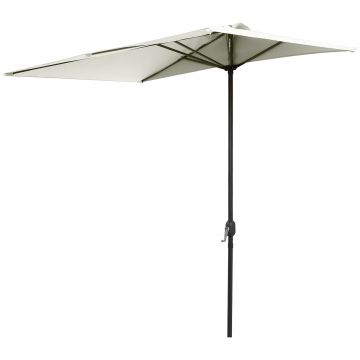 Outsunny Umbrela de Perete Semicirculara cu Deschidere cu Manivela, Umbrela Semiluna Economie Spatiu pentru Terasa si Balcon, Cafeniu
