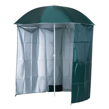 Outsunny Umbrelă de Plajă și Grădină 2x2m cu Cort, din Poliester și Metal, Verde și Alb | Aosom Romania
