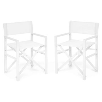 Set 2 scaune pentru exterior Director, 57x86x43 cm, aluminiu, alb
