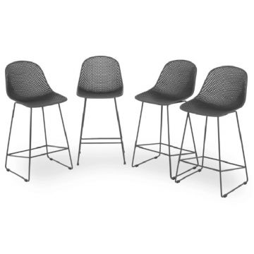 Set 4 scaune bar pentru tesara/gradina Gardenia, 44.5x47.5x95 cm, metal, gri