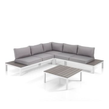 Set mobilier de grădină gri deschis din aluminiu pentru patru persoane Nydri – Tomasucci