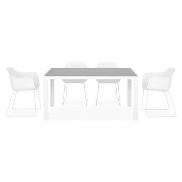 Set mobilier gradina/terasa Encore/Lilac, 5 piese, 150x90x74 cm/59x54x80 cm, aluminiu, alb/gri