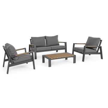 Set mobilier pentru gradina / terasa 4 piese, Einar, Bizzotto, carbune